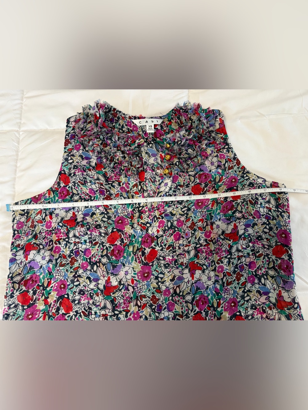CAbi Multicolor Floral Ruffle-Neck Sleeveless Tank - Picture 9 of 16